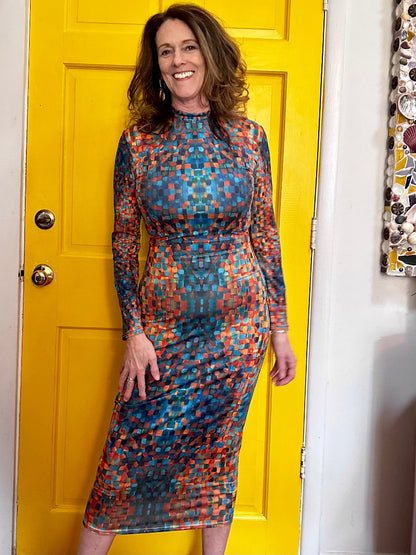 Namiri Mock Turtleneck Dress - Long Sleeve Midi Dress