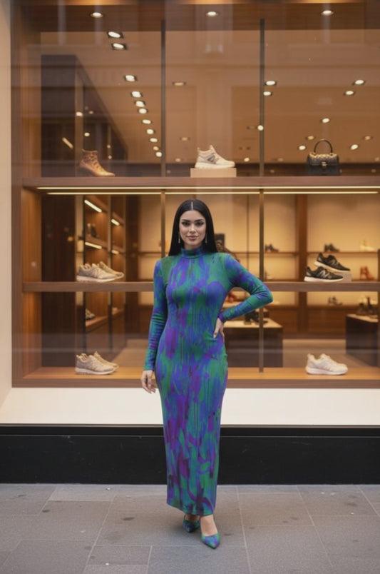 Blin Mock Turtleneck Dress