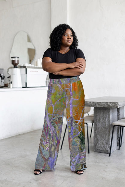 Woodland Rhapsody Flow Pants- Women's Casual Wide-Leg Pants|100% Rayon